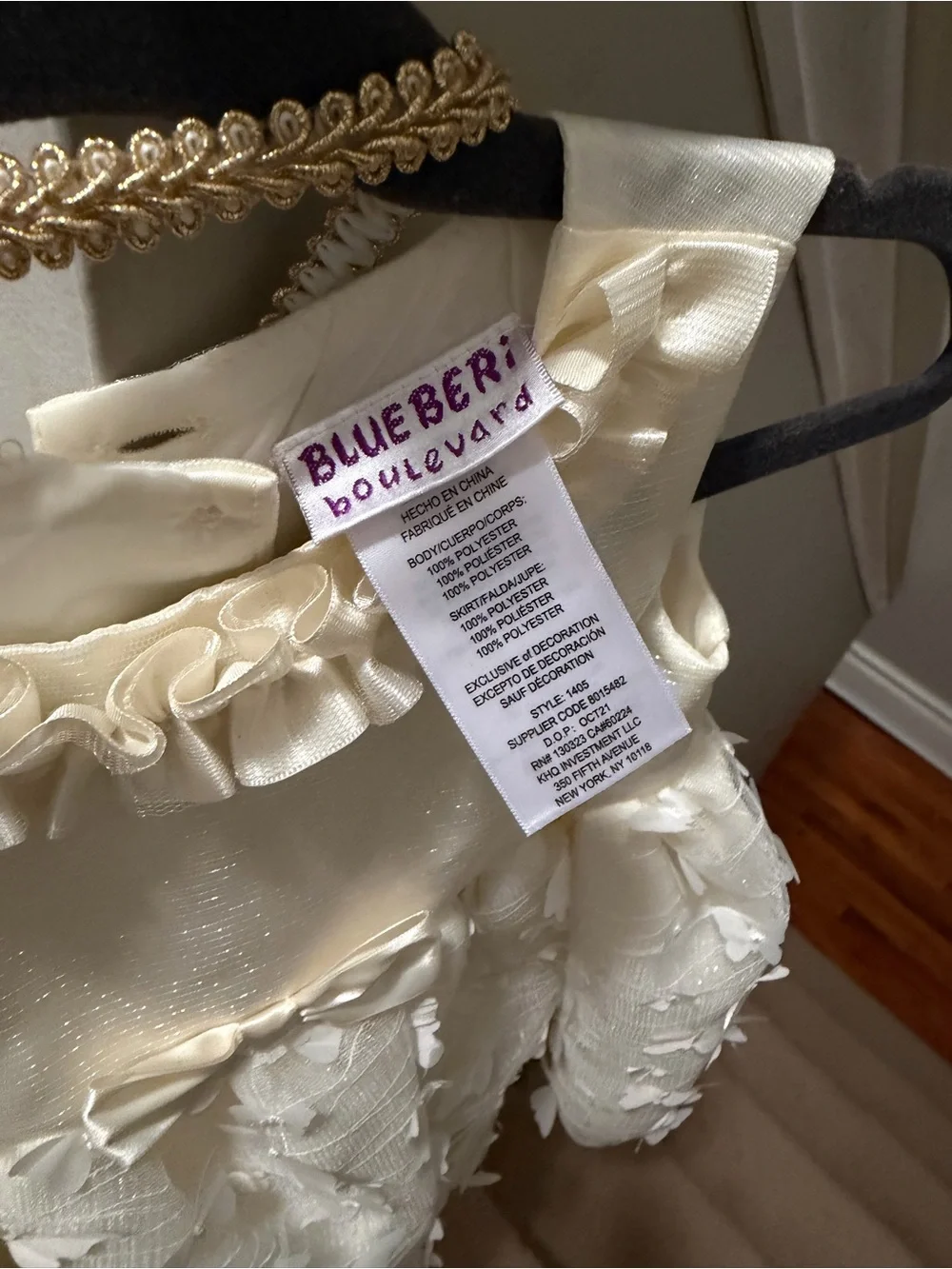 Blueberi Boulevard Cream Tulle Butterfly Dress with Matching Purse